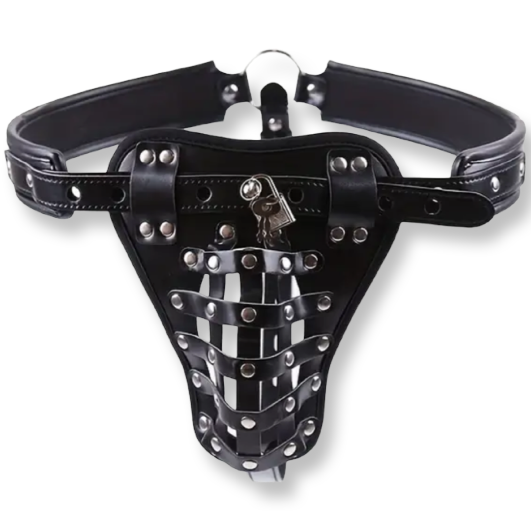 Luxe Lederen Chastity String voor Mannen – Perfect BDSM Speeltje
