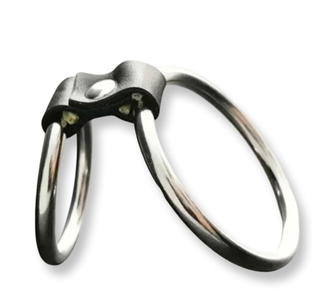 Dubbele Ring Cockring - Metalen Ringen met Lederen Bandje
