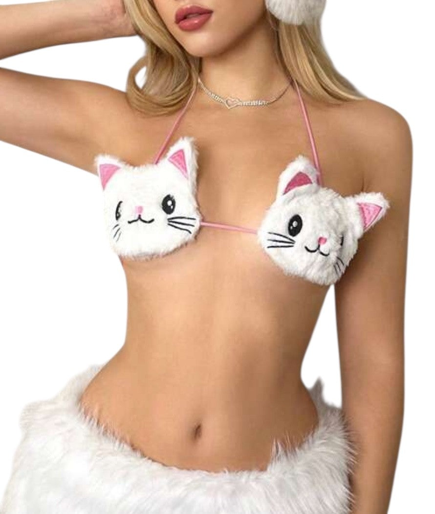 Fluffy Cat Triangle Top