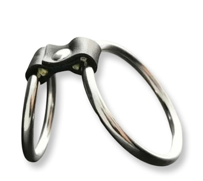 Dubbele Ring Cockring - Metalen Ringen met Lederen Bandje
