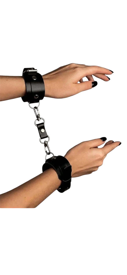 Zwart Bondage Harnas met Handboeien – Verstelbaar BDSM Accessoire 2-in-1